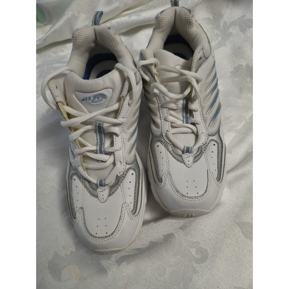 Dr. Scholl's Sz 8 Revelation Women Running Shoes White Blue Leather Mesh Gel